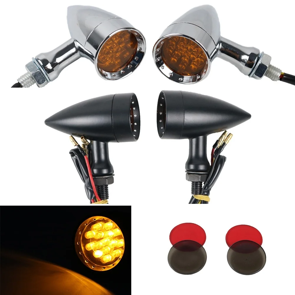 2pc Universal Bullet Motorcycle Turn Signal Indicator Amber Lights metal shell For Honda For Harley ForChopper Cafe Racer Suzuki 
2pc Universal Bullet Motorcycle Turn Signal Indicator Amber Lights metal shell For Honda For Harley ForChopper Cafe Racer Suzuki