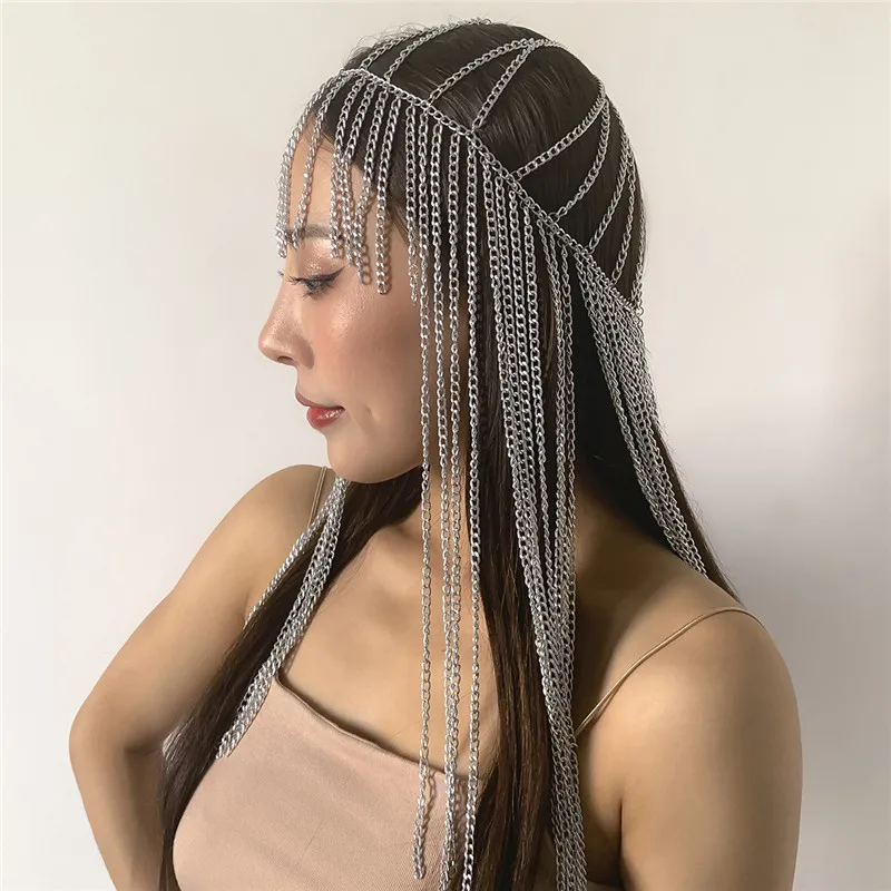 

Nightclub Street Style Exaggerated Fringe Chain Hair Accessories Stage Performance Geometric Long Hair Band