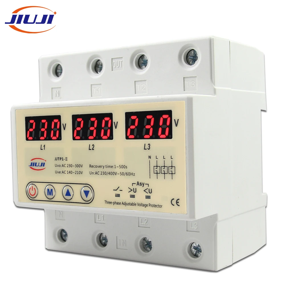 63A Three Phase Adjustable Over and Under Voltage Protector 3 Phase Automatic Recovery Protective Device Reset Asy 220V 380V
63A Three Phase Adjustable Over and Under Voltage Protector 3 Phase Automatic Recovery Protective Device Reset Asy 220V 380V