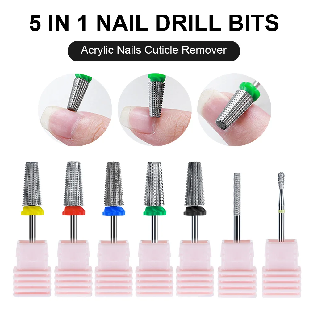 5 in 1 Nail Drill Bits Acrylic Nails Cuticle Remover Drill Bit Tungsten Steel Manicure Pedicure Tool for Home Salon FastDelivery
5 in 1 Nail Drill Bits Acrylic Nails Cuticle Remover Drill Bit Tungsten Steel Manicure Pedicure Tool for Home Salon FastDelivery