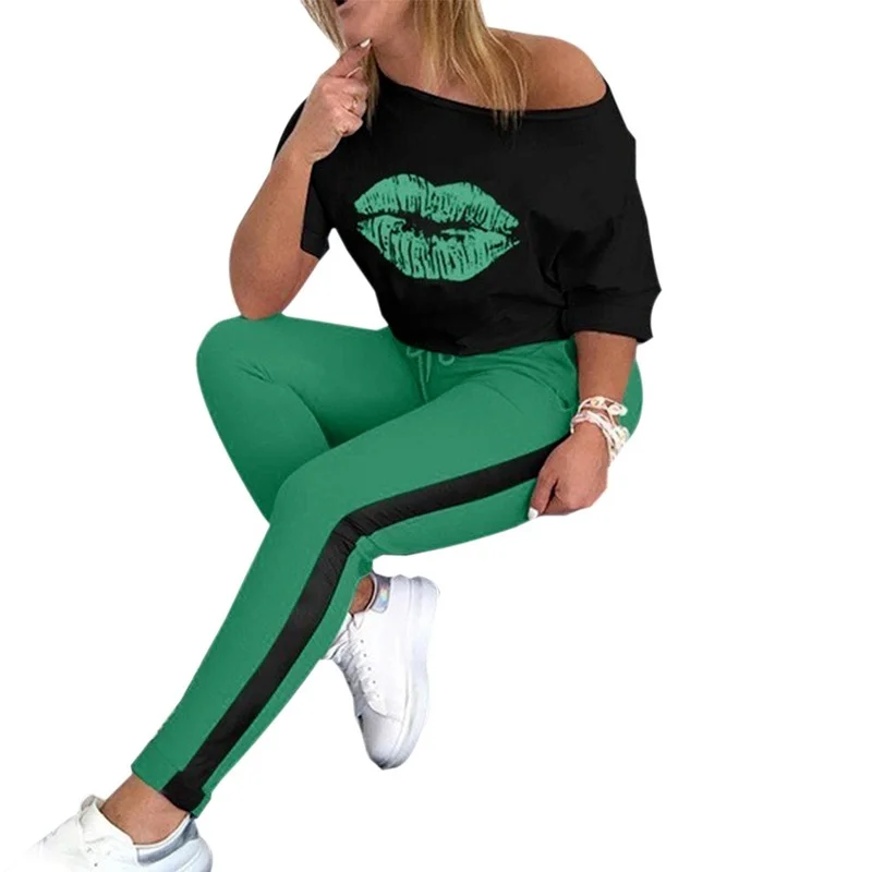 Women Print Tracksuit Sets Lady 2021 Summer Sexy Shoulder 2pcs Set Fashion Blouse Elastic Waist Long Pants Sets
Women Print Tracksuit Sets Lady 2021 Summer Sexy Shoulder 2pcs Set Fashion Blouse Elastic Waist Long Pants Sets