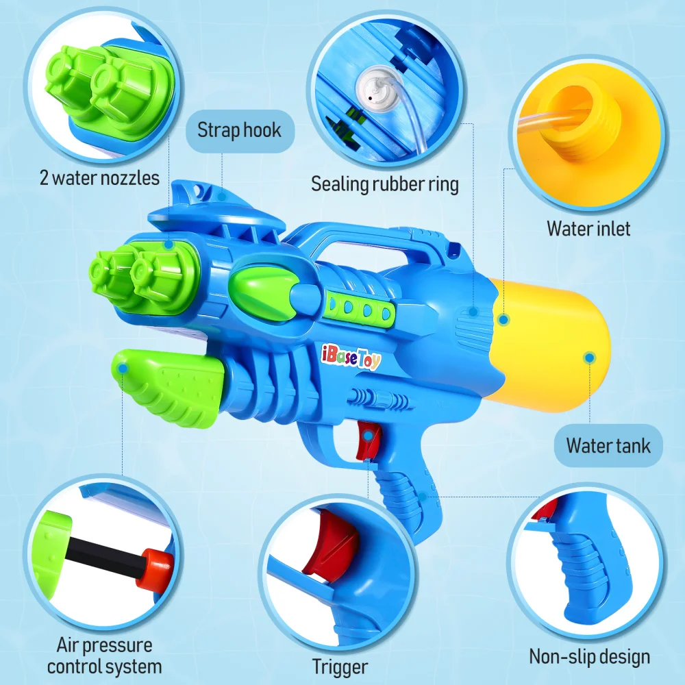 iBaseToy Large Water Guns with Shoulder Strap 2 Nozzles Kids Water Play Shooter Game Summer Swimming Pool Beach 
iBaseToy Large Water Guns with Shoulder Strap 2 Nozzles Kids Water Play Shooter Game Summer Swimming Pool Beach
