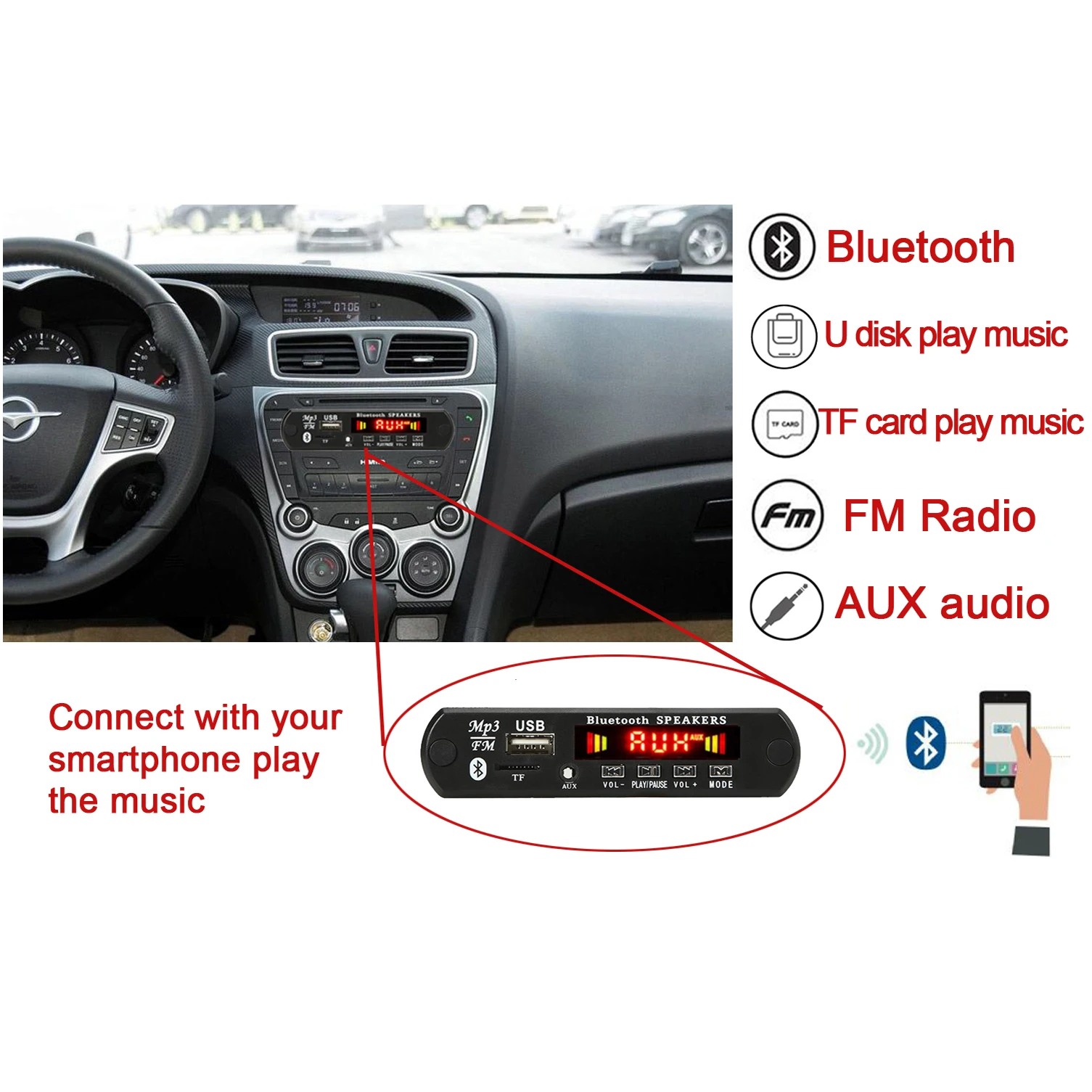 50W Amplifier MP3 player Bluetooth Module Decoder Board Module Car MP3 Players WMA WAV TF Card USB FM mp3 Bluetooth Module
50W Amplifier MP3 player Bluetooth Module Decoder Board Module Car MP3 Players WMA WAV TF Card USB FM mp3 Bluetooth Module