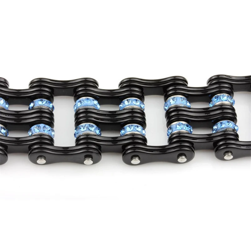 2021 TrendyJewelry Punk Style 25.5mm Width Bicycle Chain Bracelets For Women Fashion Stainless Steel Bangles With Blue Crystal
2021 TrendyJewelry Punk Style 25.5mm Width Bicycle Chain Bracelets For Women Fashion Stainless Steel Bangles With Blue Crystal
