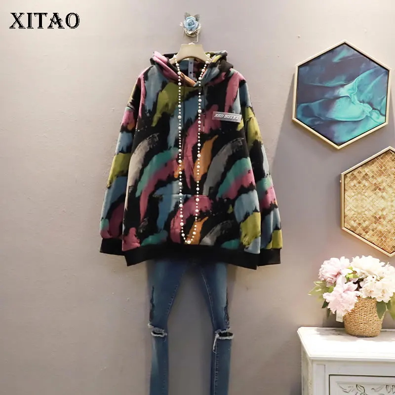 XITAO Autumn Winter New Women Sweatshirts Fashion Casual Hooded Collar Colorblock Print Plus Velvet Pullover All-match GWJ0406
XITAO Autumn Winter New Women Sweatshirts Fashion Casual Hooded Collar Colorblock Print Plus Velvet Pullover All-match GWJ0406