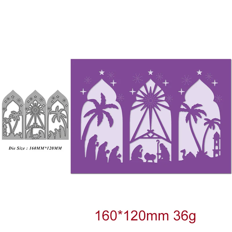 Three Scenes Are Born Holy Night Metal Cutting Die Mould Scrapbook Decoration Embossed Photo Album Card Making DIY Handicrafts
Three Scenes Are Born Holy Night Metal Cutting Die Mould Scrapbook Decoration Embossed Photo Album Card Making DIY Handicrafts