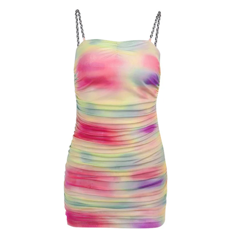 Tie-dye chain suspender dress Europe and the United States 2021 summer new sexy open back holiday style female skirt
Tie-dye chain suspender dress Europe and the United States 2021 summer new sexy open back holiday style female skirt