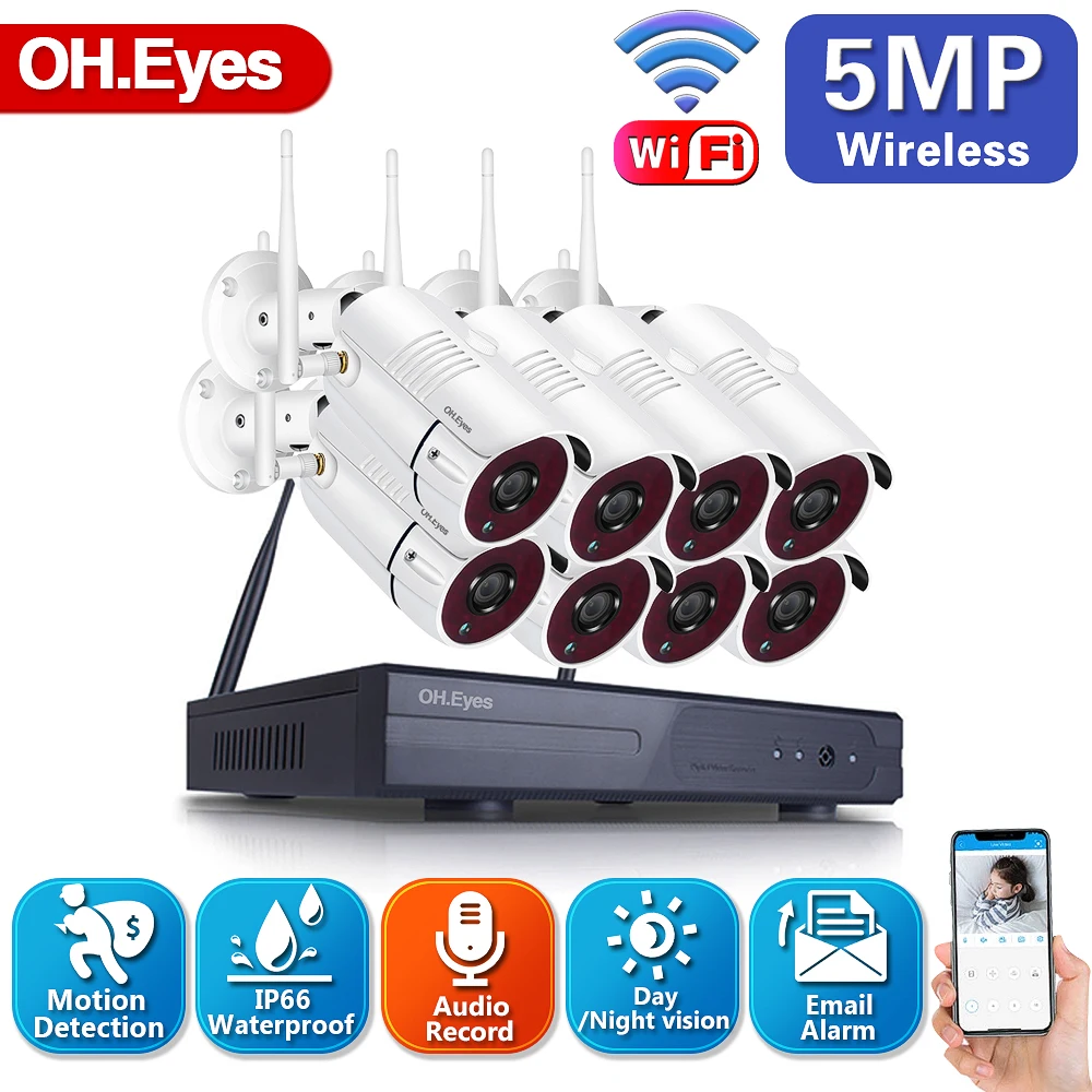 OH.eyes 5MP Wireless NVR Kit Security Cameras for Home Wifi CCTV Camera System Outdoor Waterproof Wireless Camera System 8CH
OH.eyes 5MP Wireless NVR Kit Security Cameras for Home Wifi CCTV Camera System Outdoor Waterproof Wireless Camera System 8CH
