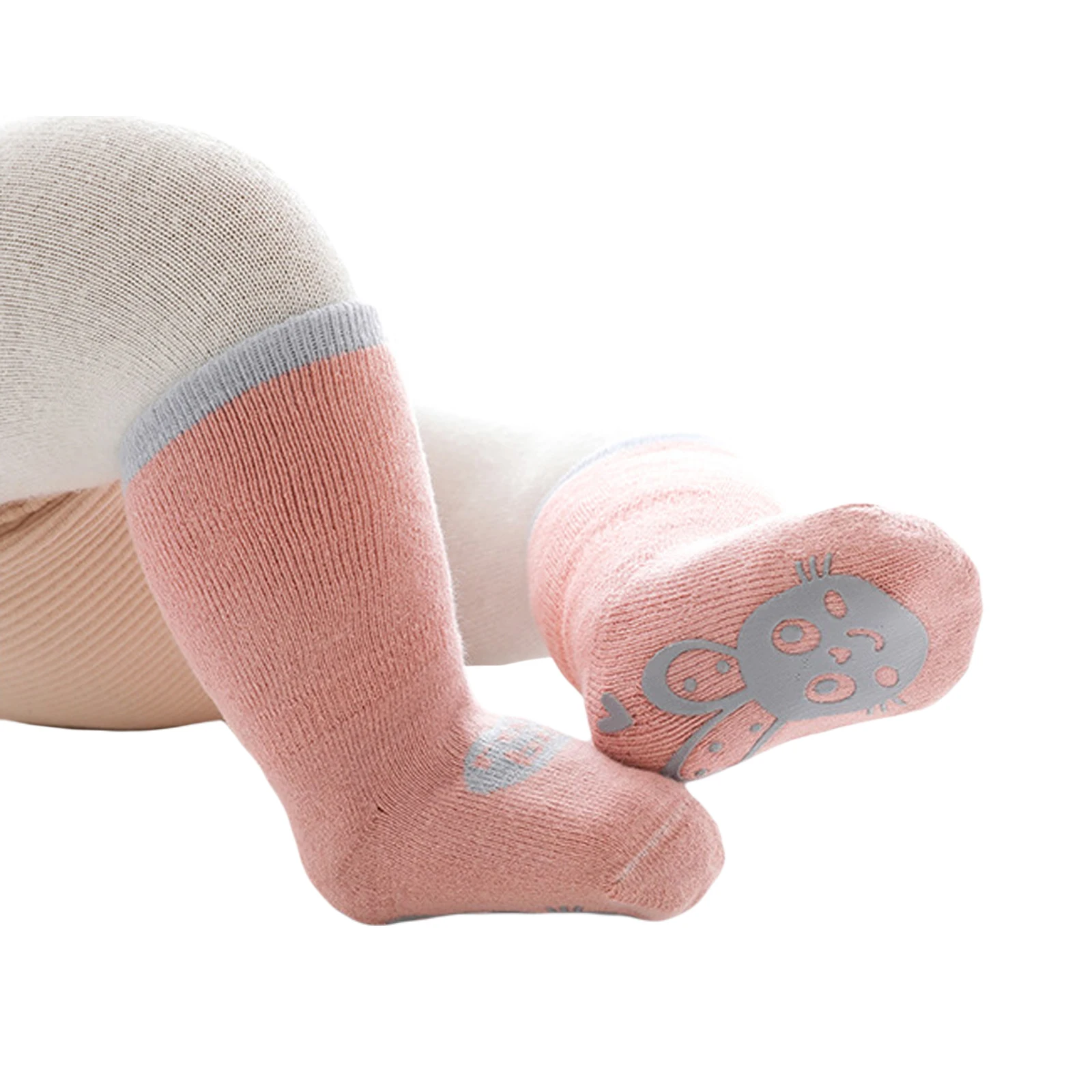 

CANIS Kids Socks Anti-Slip Medium Tube Socks Unisex Cotton Stocking for Autumn Winter 0-3 Years Kids Gift