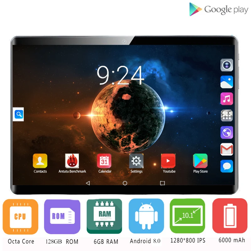 New 2.5D Steel Screen 10 inch Tablet Android 8.0 3G 4G lte Phone Call Octa Core 6GB RAM 128GB ROM Bluetooth Wi-FI Tablet PC 10
New 2.5D Steel Screen 10 inch Tablet Android 8.0 3G 4G lte Phone Call Octa Core 6GB RAM 128GB ROM Bluetooth Wi-FI Tablet PC 10