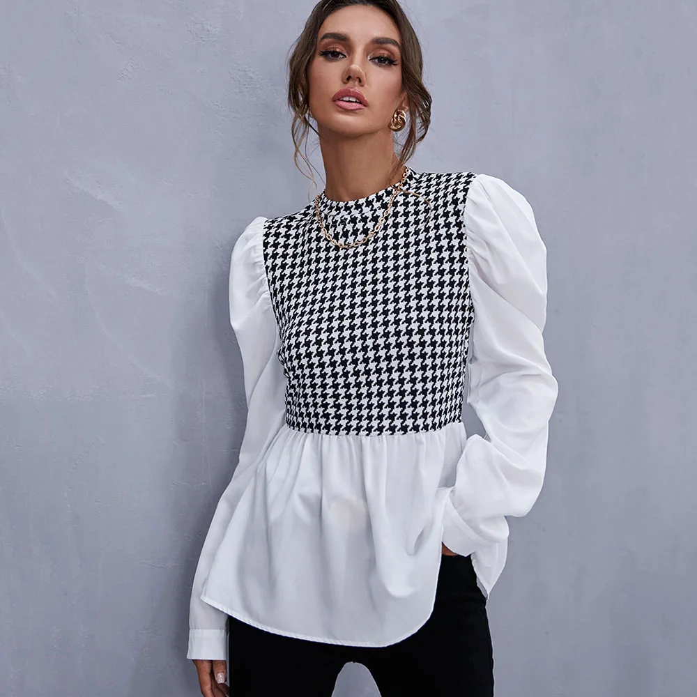 Женская Повседневная рубашка в клетку, универсальная блузка с длинным рукавом и круглым вырезом, Осенний пуловер, 2021 
Женская Повседневная рубашка в клетку, универсальная блузка с длинным рукавом и круглым вырезом, Осенний пуловер, 2021