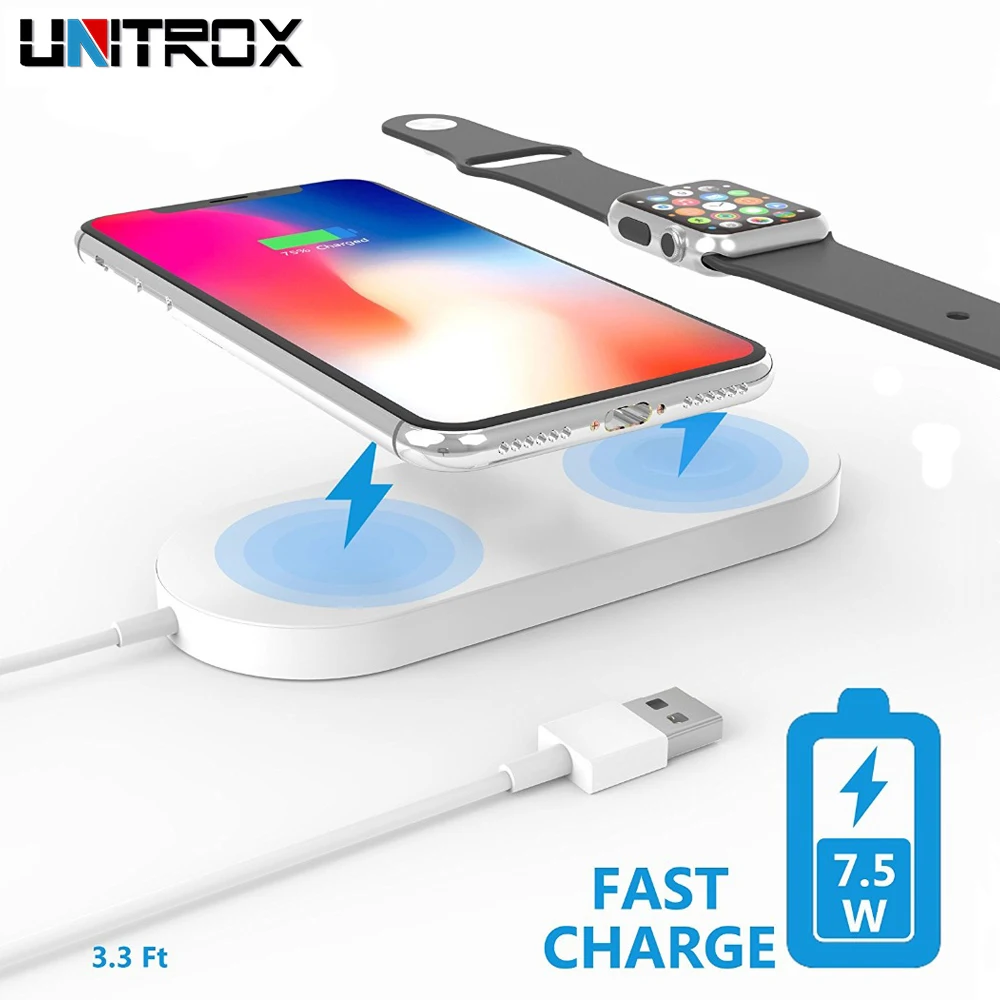 2 в 1 Мини AirPower Беспроводное зарядное устройство для iPhone X 8 Plus Apple Watch Беспроводная