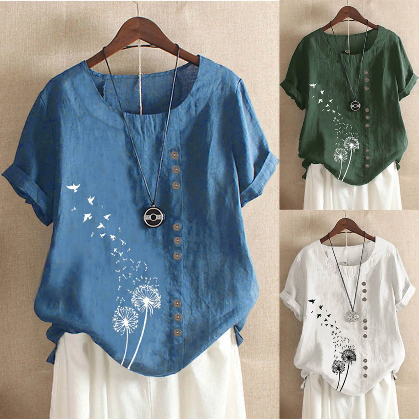 Women Casual Short Sleeve Cotton Linen O-neck Printing Blouse Tops T-shirt Blusas Mujer De Moda 2021 Рубашка Женская
Women Casual Short Sleeve Cotton Linen O-neck Printing Blouse Tops T-shirt Blusas Mujer De Moda 2021 Рубашка Женская