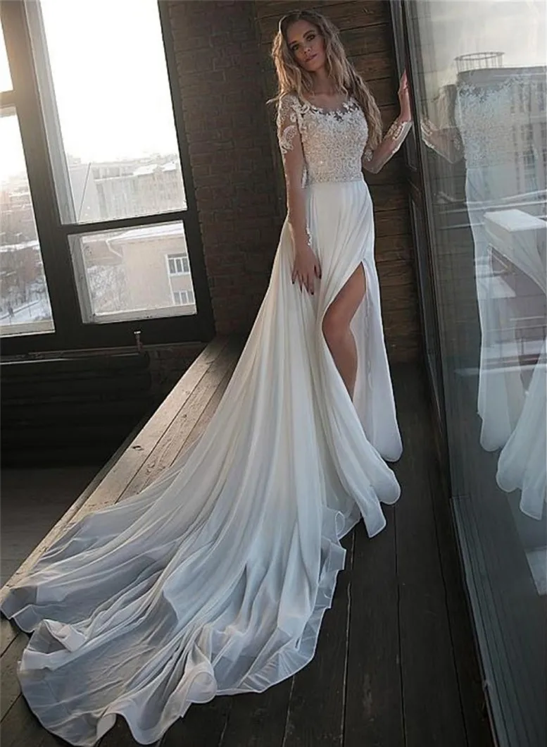 Прозрачные Свадебные платья с длинными рукавами, кружевные аппликации 2020, свадебные платья из шифона с бисером, сексуальные длинные платья ...
Прозрачные Свадебные платья с длинными рукавами, кружевные аппликации 2020, свадебные платья из шифона с бисером, сексуальные длинные платья ...