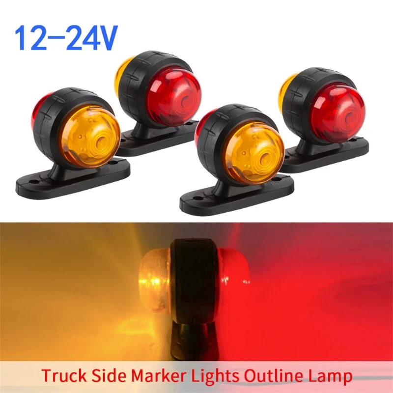 

2Pcs Car Trailer LED Side Marker Light Red YellowTurn Signal Clearance Light Indicator Lamp For Lorry Caravans 12-24V