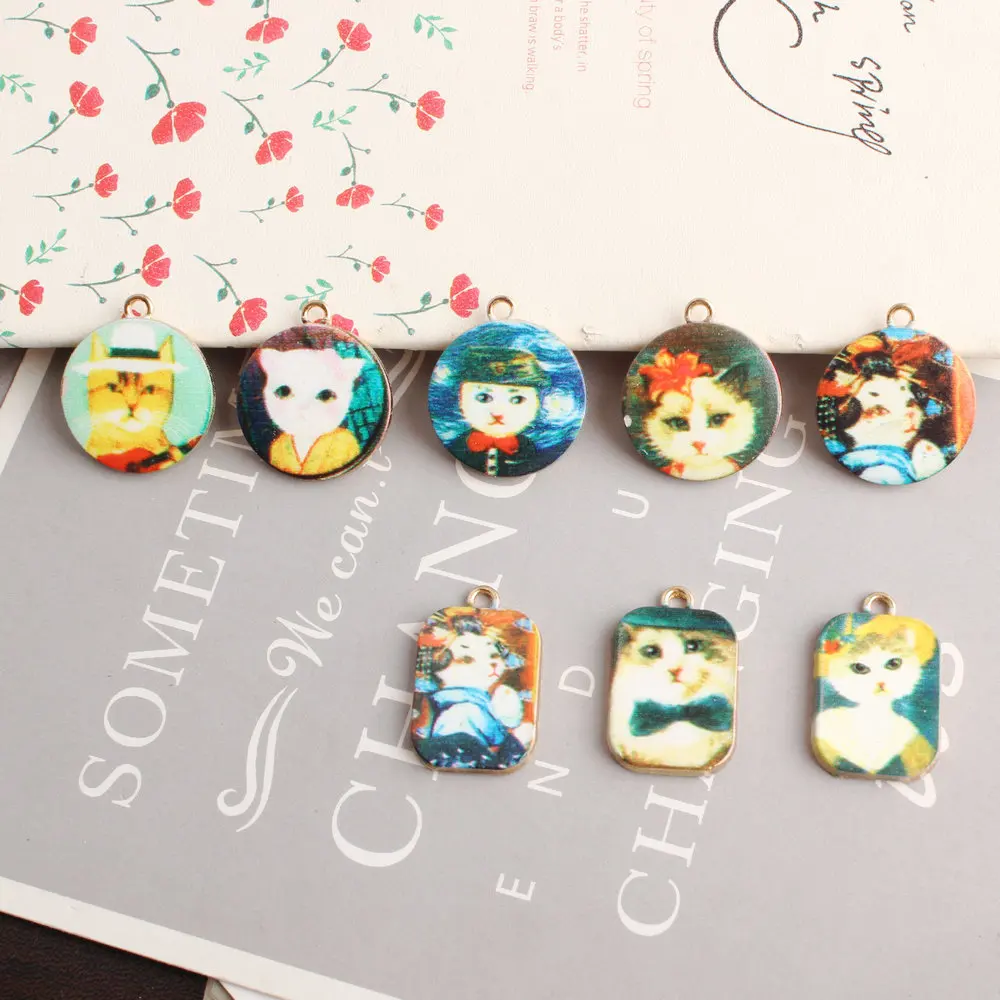 10pcs Alloy Pendants Charm Cute painting Cat Enamel Charms Earring Bracelets DIY Jewelry Accessories Decor
10pcs Alloy Pendants Charm Cute painting Cat Enamel Charms Earring Bracelets DIY Jewelry Accessories Decor