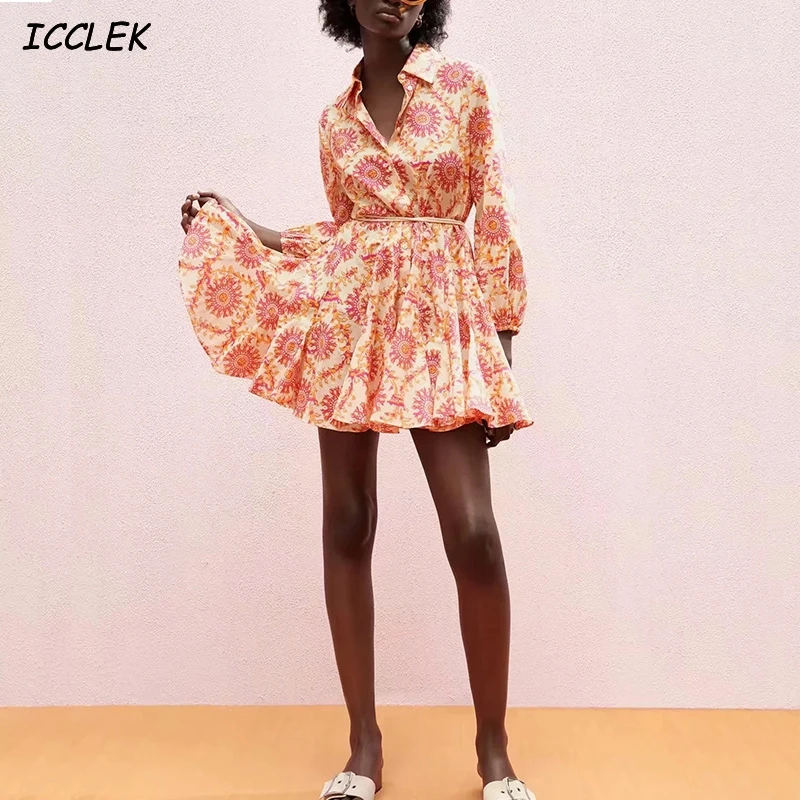Summer Dress For Women Vintage Print Sundresses With Belt Mini Long Sleeve Shirt Dress Robe Femme Short Vestido Mujer 2021 New
Summer Dress For Women Vintage Print Sundresses With Belt Mini Long Sleeve Shirt Dress Robe Femme Short Vestido Mujer 2021 New