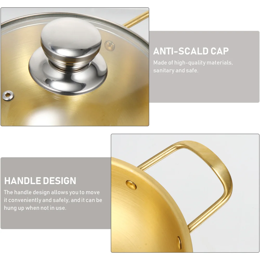 1 Set of Stainless Steel Ramen Pot Household Binaural Stockpot with Lid (Golden)
1 Set of Stainless Steel Ramen Pot Household Binaural Stockpot with Lid (Golden)