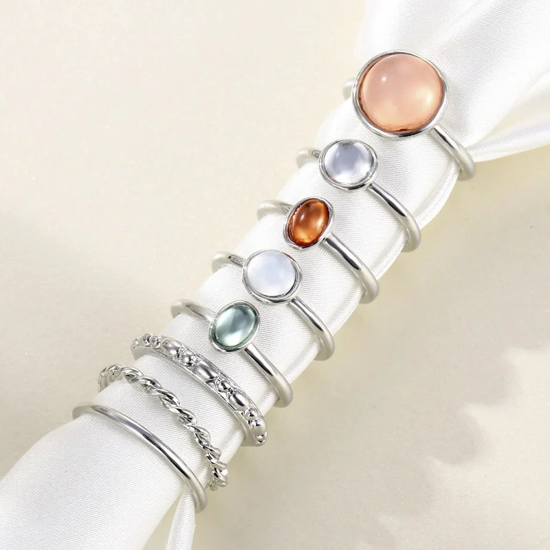 New Korea 8 Pieces/Set of Retro Colored Gemstone Metal Chain Fashion Contrasting Joint Ring Set Unisex Jewelry Fashion Trendy
New Korea 8 Pieces/Set of Retro Colored Gemstone Metal Chain Fashion Contrasting Joint Ring Set Unisex Jewelry Fashion Trendy