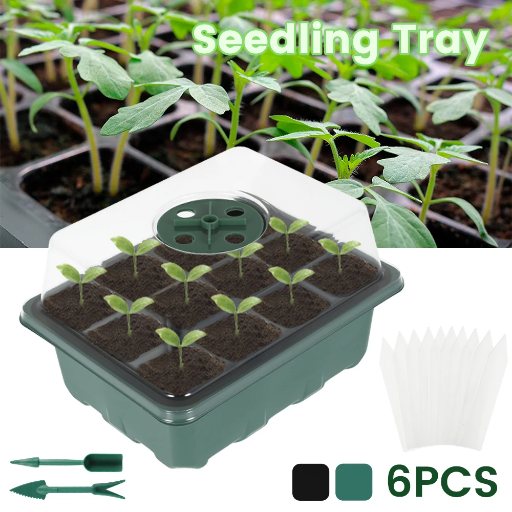 6pcs Flower Pot Seeds Seedling Tray Sprout Plate 12-Cells Nursery Pots Tray With Transparent Lids Box For Gardening
6pcs Flower Pot Seeds Seedling Tray Sprout Plate 12-Cells Nursery Pots Tray With Transparent Lids Box For Gardening