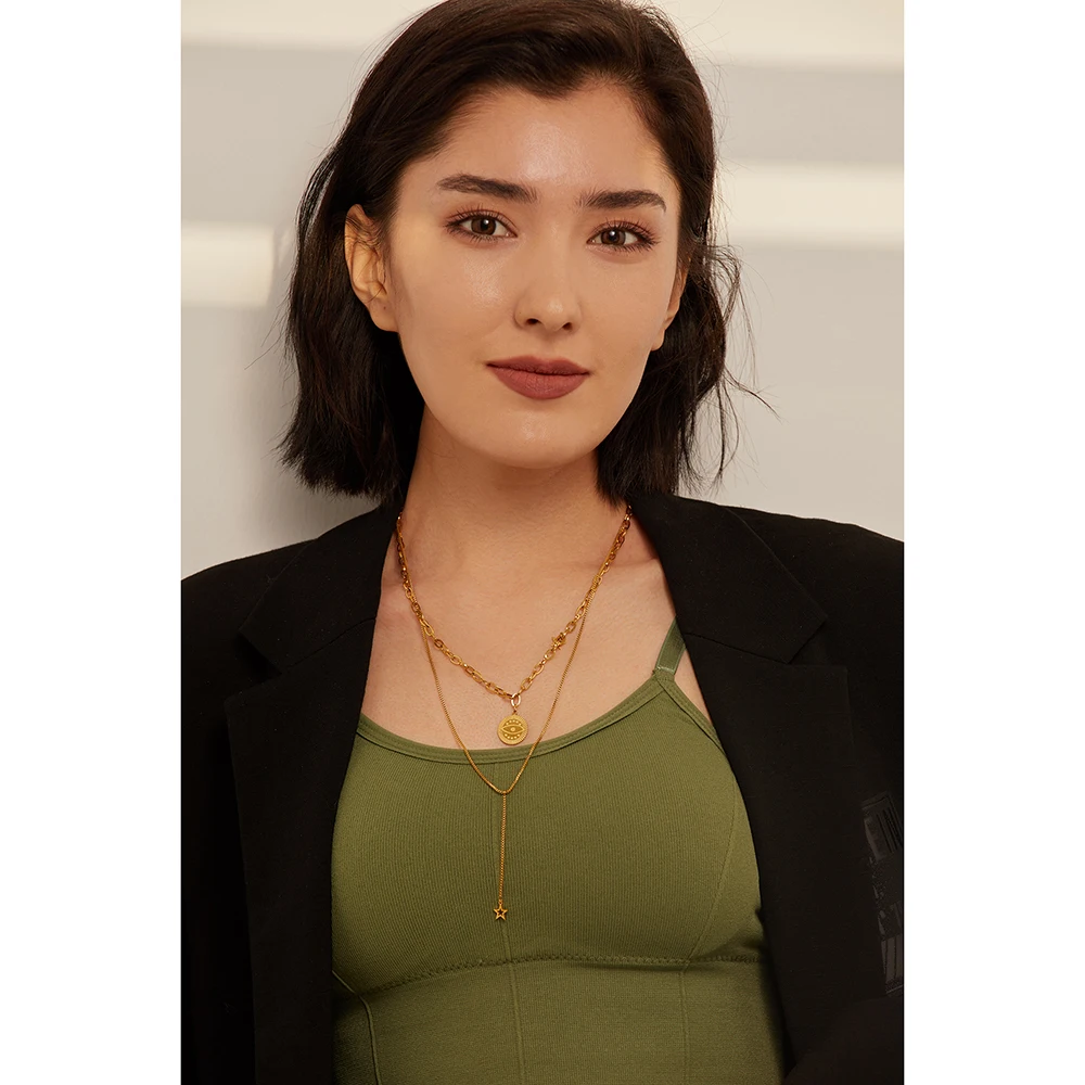 Yhpup Statement Eye star Layered Long Pendant Necklace Stainless Steel Temperament Women Chain Choker Gift
Yhpup Statement Eye star Layered Long Pendant Necklace Stainless Steel Temperament Women Chain Choker Gift