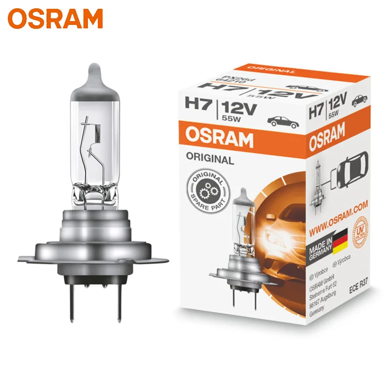 

OSRAM H7 12V 55W PX26d 64210 Original Line Car Halogen Headlight Auto Bulb 3200K Standard Lamp OEM Made In Germany (Single)