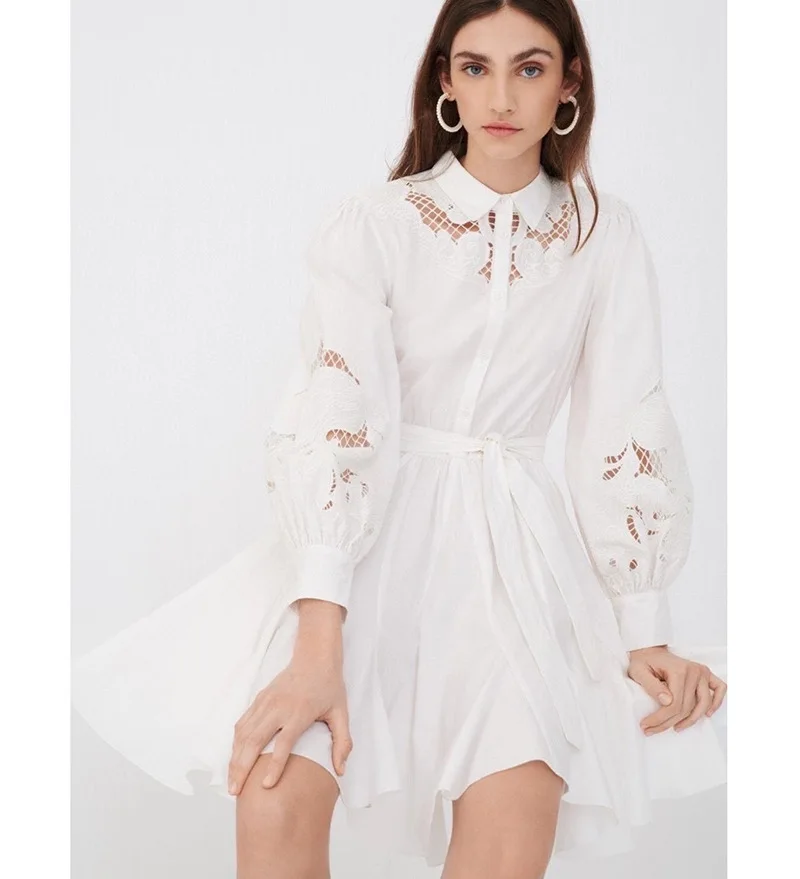 French m family 21 spring and summer sweet bubble sleeve hollow lace stitching lace up shirt dress swing skirt
French m family 21 spring and summer sweet bubble sleeve hollow lace stitching lace up shirt dress swing skirt