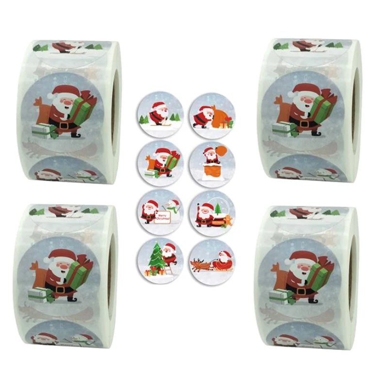 

4 рулона Комбинации пакет рождественские украшения Стикеры рулон 500 штук в рулоне очень подходит для рождественскими мотивами и аксессуары