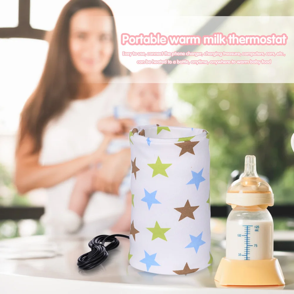 

USB Travel Mug Milk Warmer Heater Feeding Bottle Portable Printed Baby Nursing Bottle Insulated Storage Bag 28x13cm