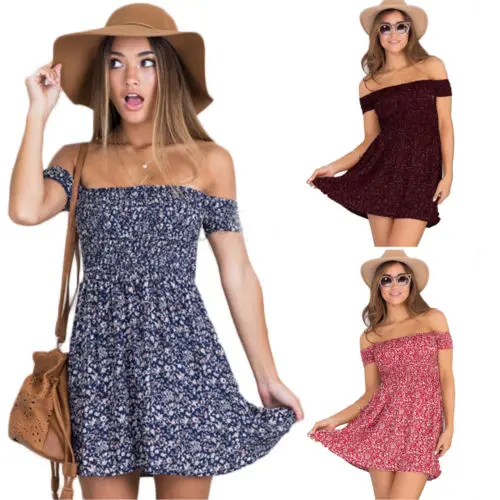 Womens Boho Floral Off Shoulder Mini Dress Ladies Summer Sexy Beach Dress Sexy Slim High Waist Beach Vacation Dress
Womens Boho Floral Off Shoulder Mini Dress Ladies Summer Sexy Beach Dress Sexy Slim High Waist Beach Vacation Dress