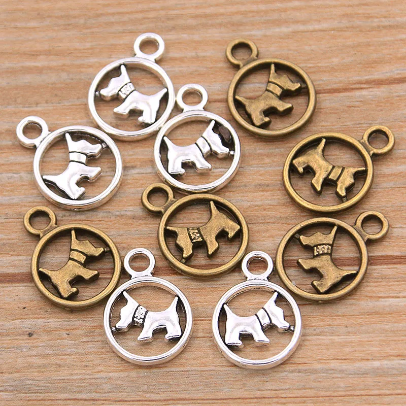 Круглые Подвески в виде собак, 2 цвета, 13 х18 мм, 20 шт. 
Круглые Подвески в виде собак, 2 цвета, 13 х18 мм, 20 шт.