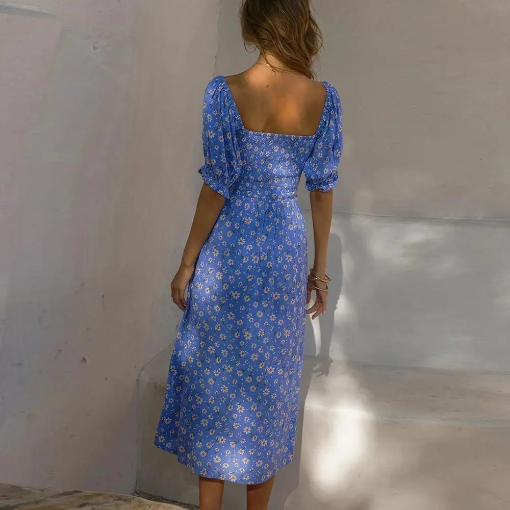 WildPinky Women Floral Print Dress Summer Short Sleeve Boho Print Midi Sundress Square Collar Elegant Ladies Split Dress Vestido
WildPinky Women Floral Print Dress Summer Short Sleeve Boho Print Midi Sundress Square Collar Elegant Ladies Split Dress Vestido