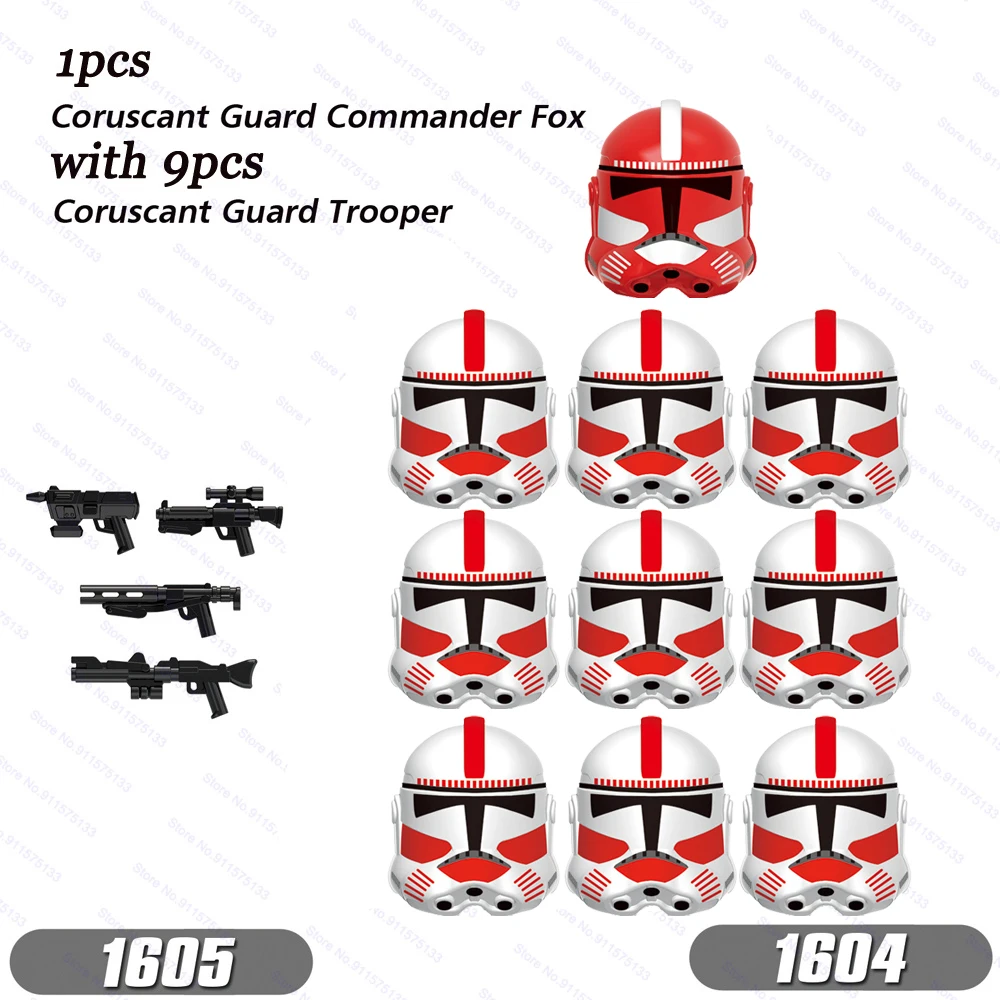 10 шт./лот клон солдатики coruscan Guard Troopers с командиром лисицы строительные блоки