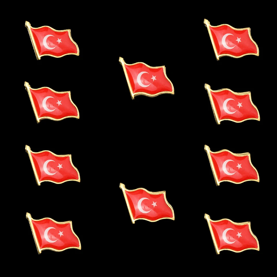 

Турецкий модный шарф на лацкан/галстук, ювелирные изделия, позолоченный металлический сувенир, булавка, 10 шт., брошь в виде флага