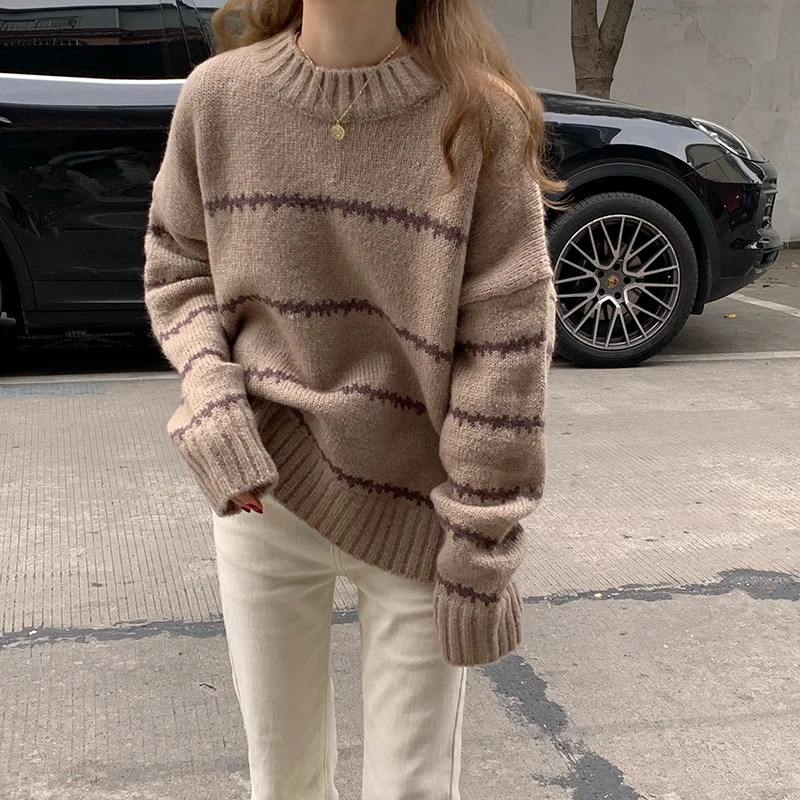 Kimutomo Women Fashion Striped Sweater Spring Autumn 2020 Korea New Style Female O-neck Knitted Pullover Outwear Casual
Kimutomo Women Fashion Striped Sweater Spring Autumn 2020 Korea New Style Female O-neck Knitted Pullover Outwear Casual