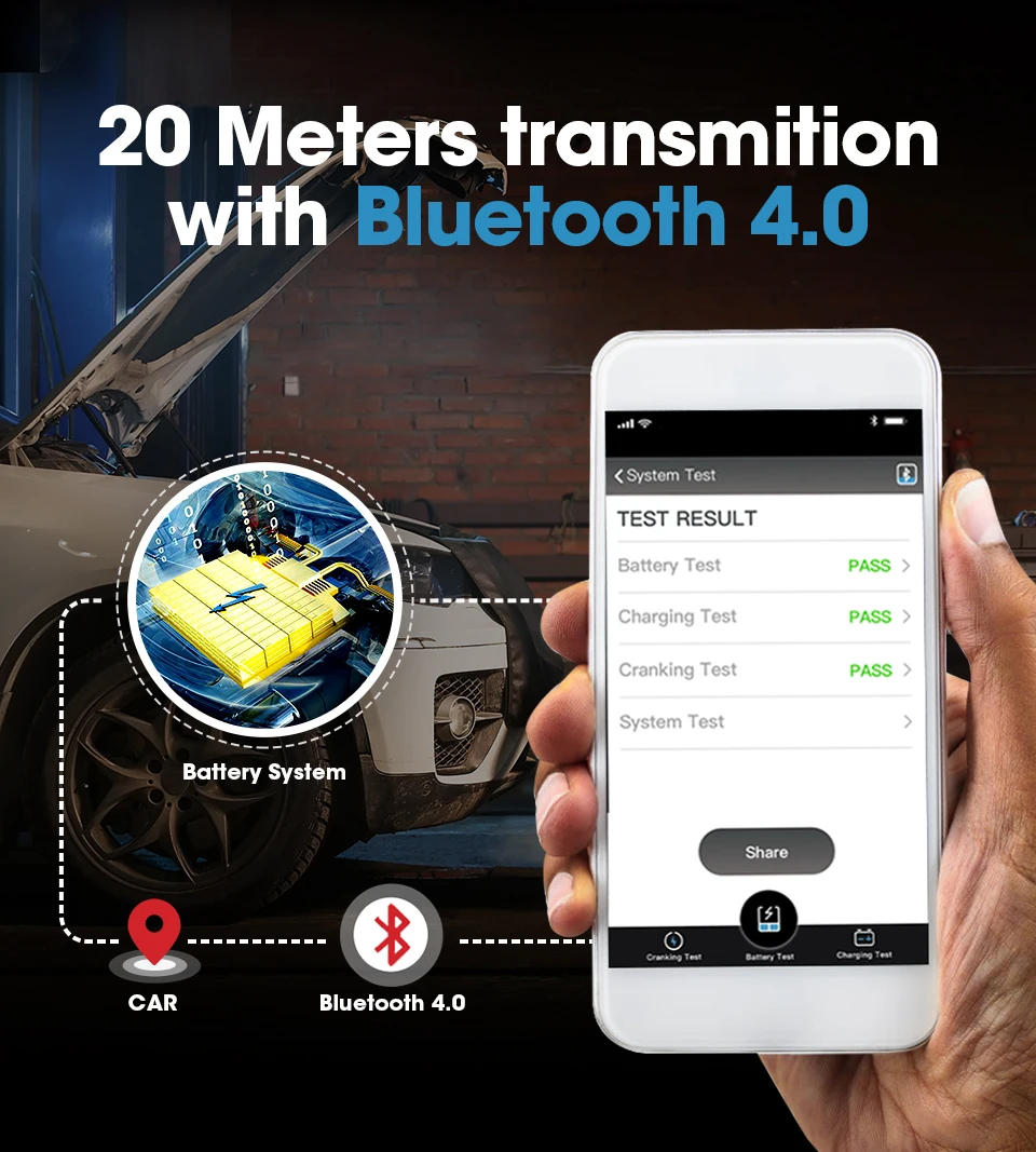 Беспроводной тестер для автомобильного аккумулятора TOPDON BT 12 В Bluetooth-монитор