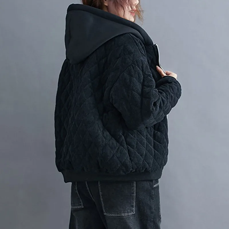 Women Thick Warm Parka Jackets New Arrival 2020 Winter Simple Style Vintage Corduroy Loose Female Cotton Hooded Coats S2655
Women Thick Warm Parka Jackets New Arrival 2020 Winter Simple Style Vintage Corduroy Loose Female Cotton Hooded Coats S2655