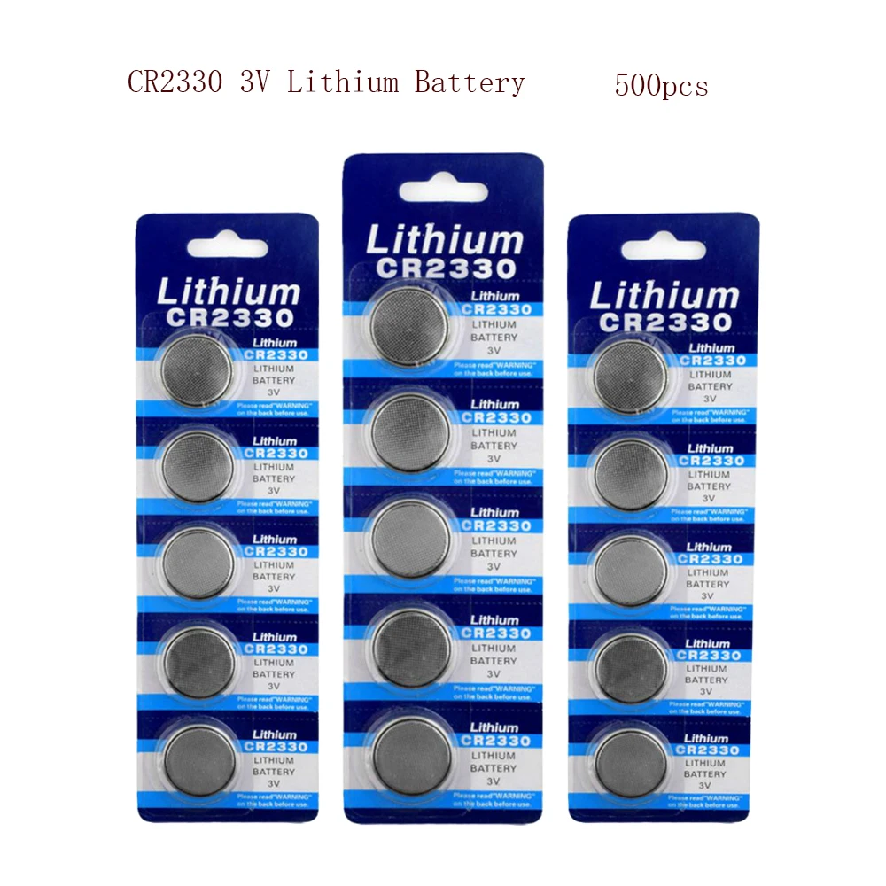 500pcs=100Card 260mAh CR2330 Lithium 3V Button Battery BR2330 ECR2330 Cell Coin Batteries For Watch Electronic Toy Remote
500pcs=100Card 260mAh CR2330 Lithium 3V Button Battery BR2330 ECR2330 Cell Coin Batteries For Watch Electronic Toy Remote