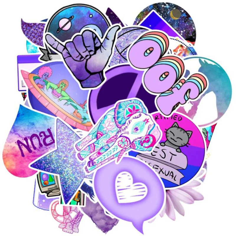 50 PCS Cartoon Purple Cool Children Waterproof Stickers Skateboard Guitar Suitcase Decal Girl Kids DIY Graffiti Toys Sticker
50 PCS Cartoon Purple Cool Children Waterproof Stickers Skateboard Guitar Suitcase Decal Girl Kids DIY Graffiti Toys Sticker