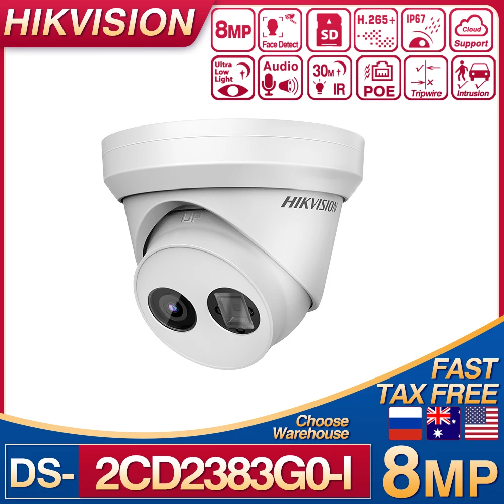 Hikvision Original IP Camera 4K DS-2CD2383G0-I 8MP Built-In MIC SD Card Slot H.265+ 30M IR Face Detection Video Surveillance
Hikvision Original IP Camera 4K DS-2CD2383G0-I 8MP Built-In MIC SD Card Slot H.265+ 30M IR Face Detection Video Surveillance