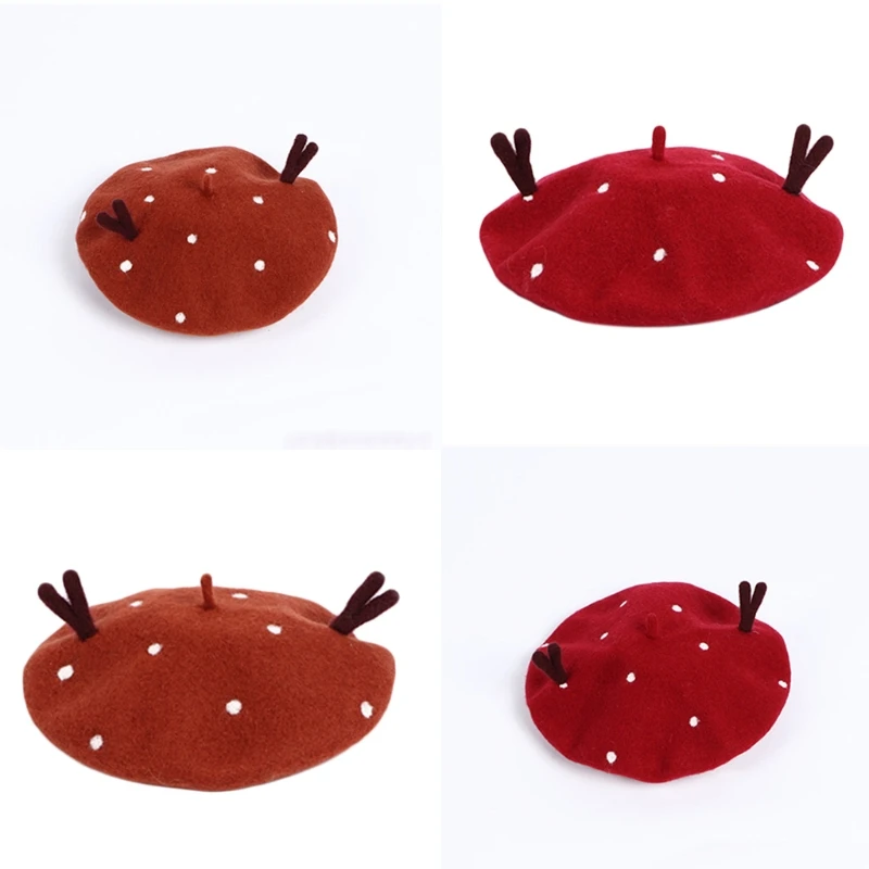Women Christmas Faux Wool Beret Cap Cute 3D Antlers Vintage Painter Mushroom Hat 83XF
Women Christmas Faux Wool Beret Cap Cute 3D Antlers Vintage Painter Mushroom Hat 83XF