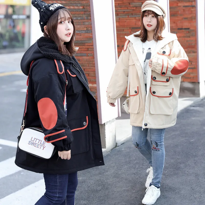 Oversize Lamb Cashmere Coat Women Winter Parka Splicing Colour Plus Velvet Warm Jacket Plus Size Thicken Hooded Outerwear KW165
Oversize Lamb Cashmere Coat Women Winter Parka Splicing Colour Plus Velvet Warm Jacket Plus Size Thicken Hooded Outerwear KW165