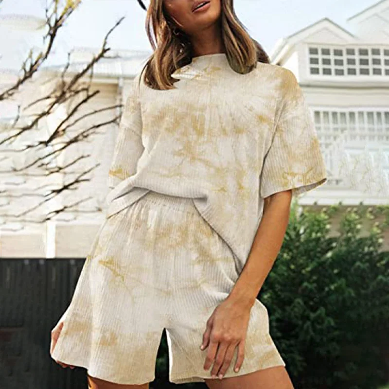 Homewear Tie Dye Printed Women Shorts Set O-Neck Loose T Shirt Shorts 2 Piece Set Tracksuit Ladies Summer Fashion Sportwear Suit
Homewear Tie Dye Printed Women Shorts Set O-Neck Loose T Shirt Shorts 2 Piece Set Tracksuit Ladies Summer Fashion Sportwear Suit