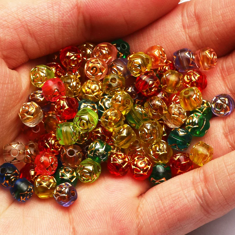 100pcs 5x6mm Mixed Transparent Colored Gold Stripes Carved Rose Shape Acrylic Loose Spacer Beads For Jewelry Making DIY Supplies
100pcs 5x6mm Mixed Transparent Colored Gold Stripes Carved Rose Shape Acrylic Loose Spacer Beads For Jewelry Making DIY Supplies