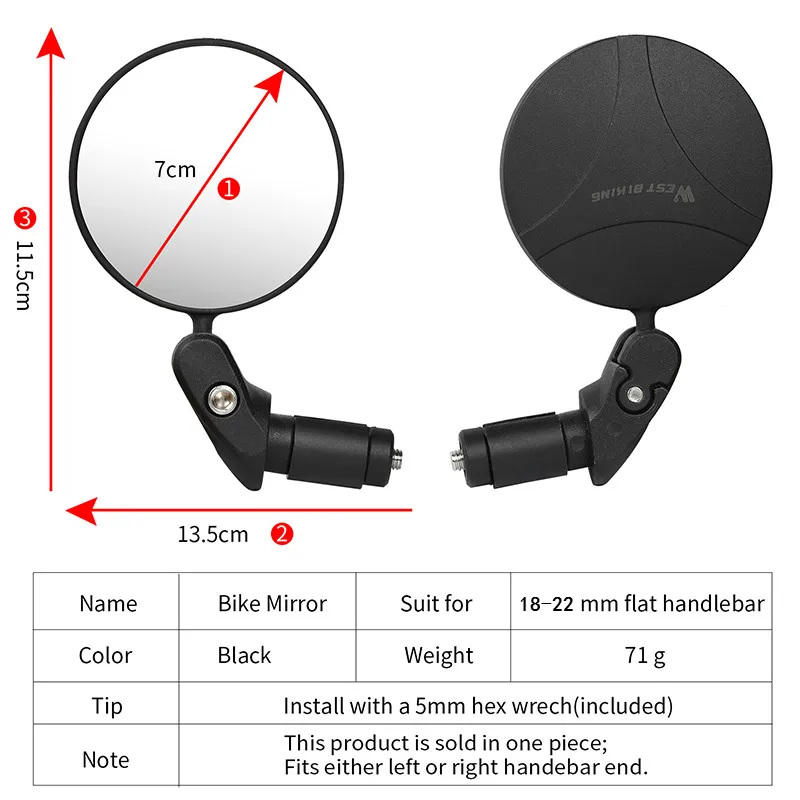 WEST BIKING Bike Rearview Mirror Wide Angle MTB Road Bicycle Handlebar Mirror 360 Rotation Adjustable Cycling Rear View Mirror
WEST BIKING Bike Rearview Mirror Wide Angle MTB Road Bicycle Handlebar Mirror 360 Rotation Adjustable Cycling Rear View Mirror