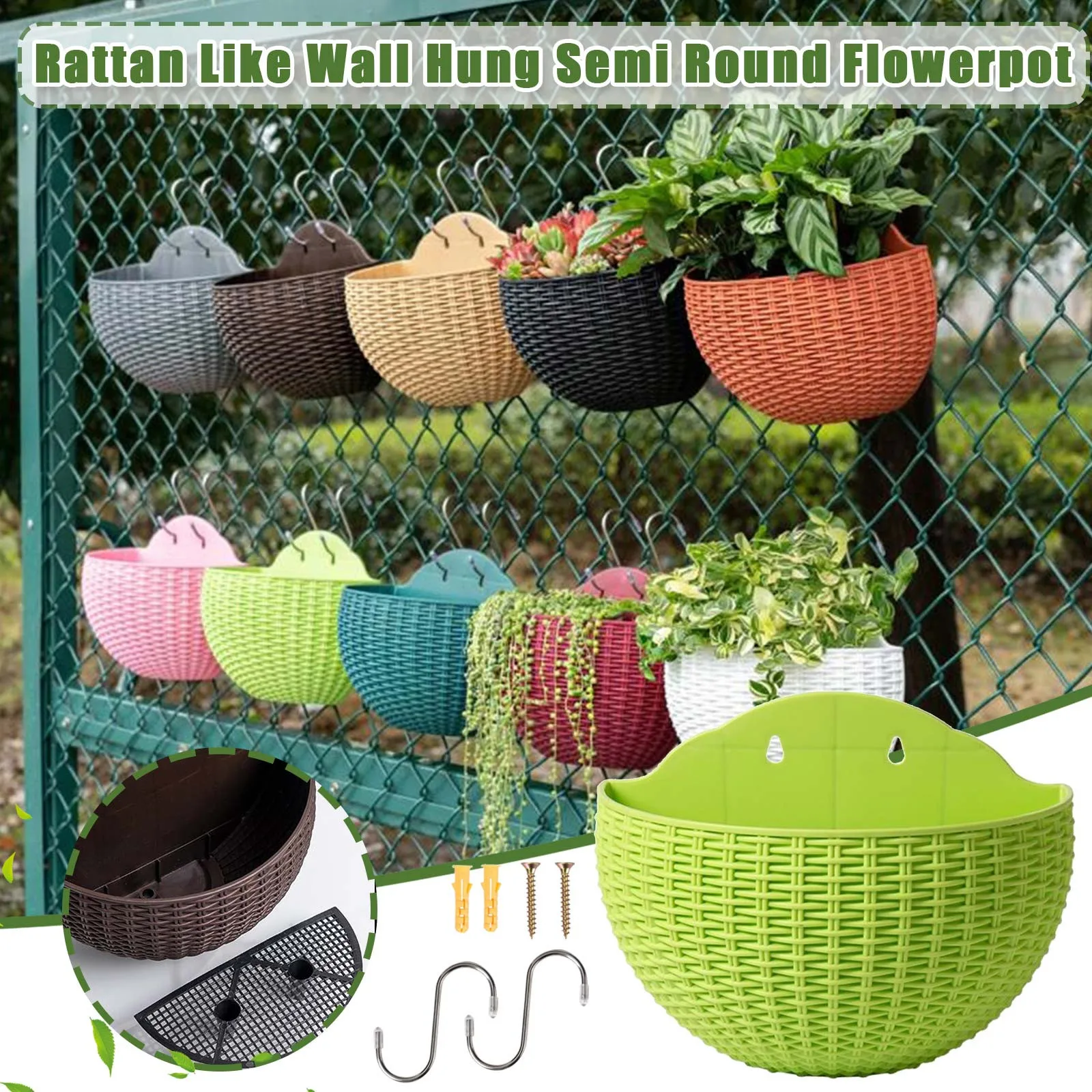 1/2/3/4/5pcs Creative Flower Pot Imitation Rattan Wall Hanging Semicircle Flower Pot Flower Basket Without Drilling Garden Decor
1/2/3/4/5pcs Creative Flower Pot Imitation Rattan Wall Hanging Semicircle Flower Pot Flower Basket Without Drilling Garden Decor