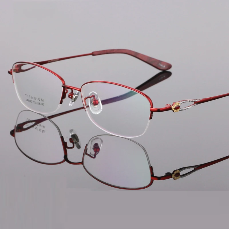 Female Myopia Pure Titanium Glasses Ultra Light Metal Half Frame Glasses Frame Prescription Glasses Optical Glasses Frame 
Female Myopia Pure Titanium Glasses Ultra Light Metal Half Frame Glasses Frame Prescription Glasses Optical Glasses Frame