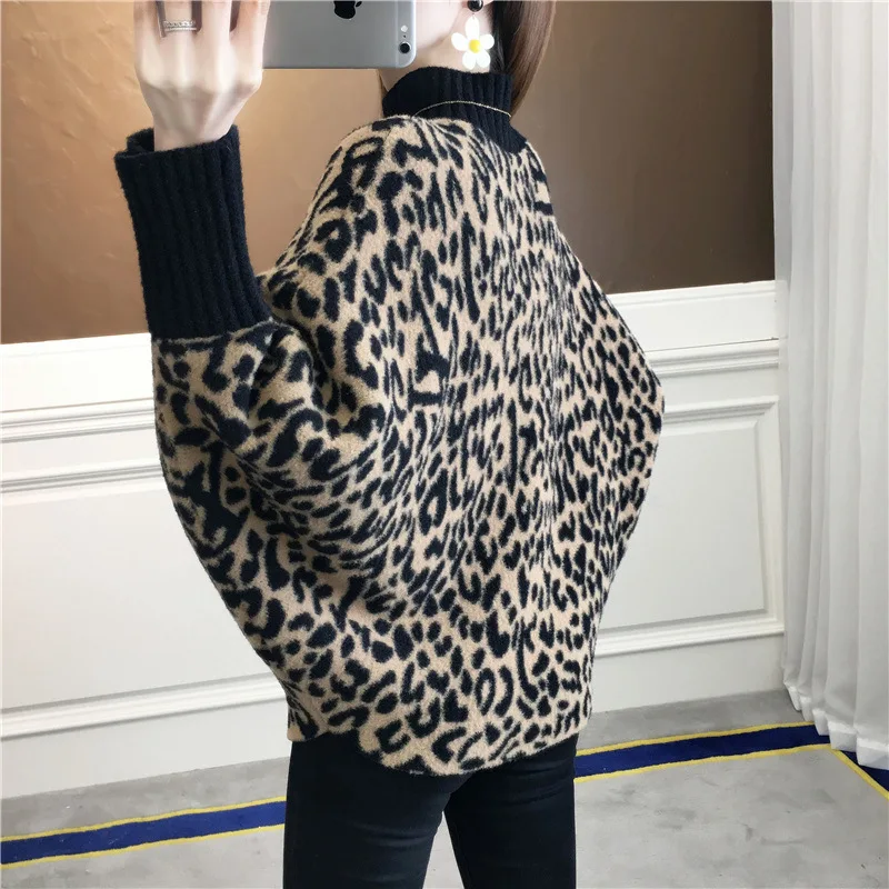 2020 Autumn Winter Leopard Sweaters for Women Oversized Female Pullovers Turtleneck Batwing Sleeve Casual Jumpers Ladies Tops
2020 Autumn Winter Leopard Sweaters for Women Oversized Female Pullovers Turtleneck Batwing Sleeve Casual Jumpers Ladies Tops