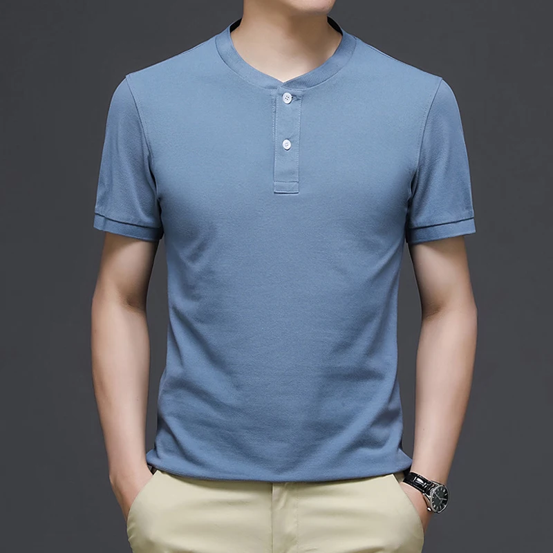 2021 Summer Tshirts Men Casual Solid Color Short Sleeve Tshirt Fashion Buttons Design Tees Tops High Quality T-shirts Male HA096
2021 Summer Tshirts Men Casual Solid Color Short Sleeve Tshirt Fashion Buttons Design Tees Tops High Quality T-shirts Male HA096