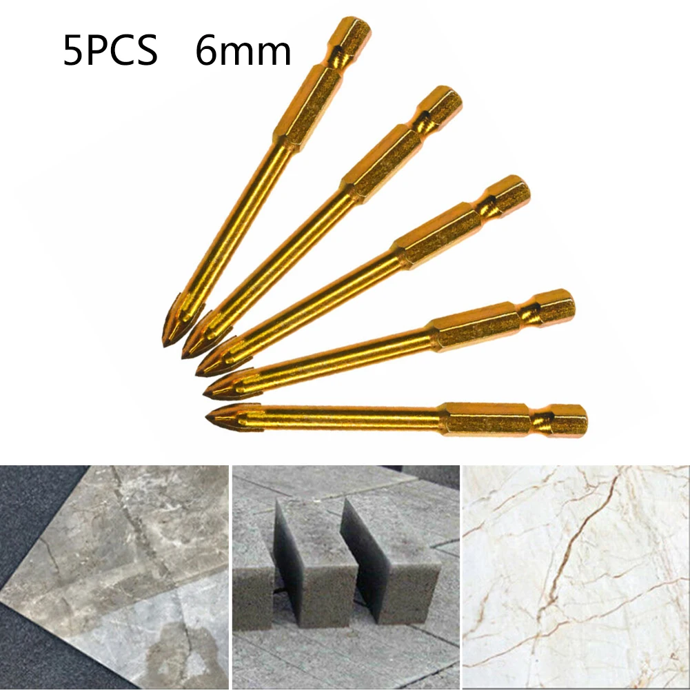 5pcs 6mm Hex Shank Glass Drill Ceramic Tile Marble Drill Bits Gold Spear Head Triangle Bit Hole Opening Drilling Tool
5pcs 6mm Hex Shank Glass Drill Ceramic Tile Marble Drill Bits Gold Spear Head Triangle Bit Hole Opening Drilling Tool